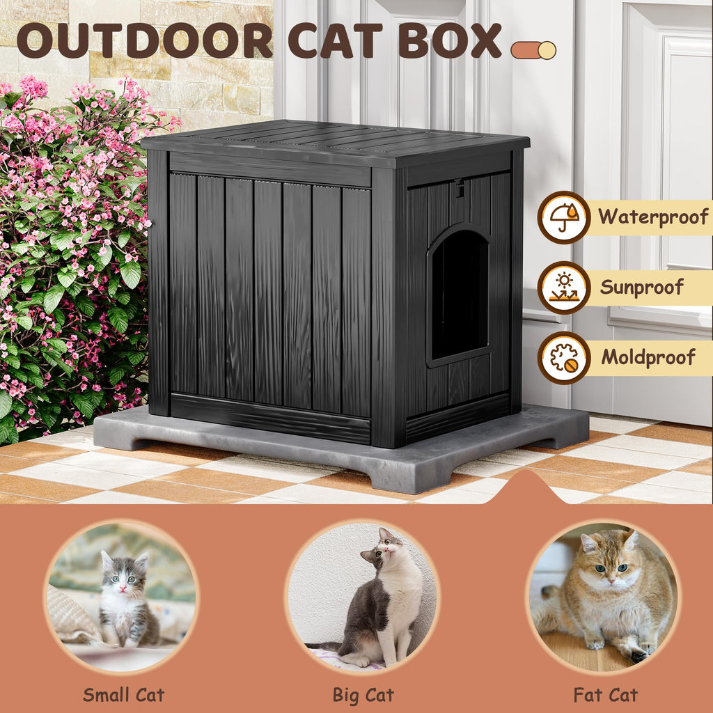 Weatherproof Resin Cat House with Hidden Litter Box T159