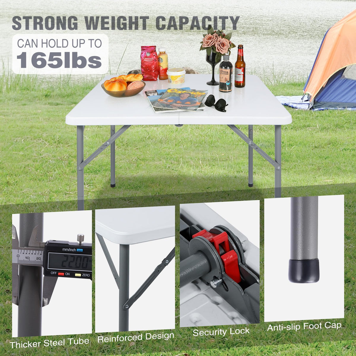 White Square Folding Card Table S3631