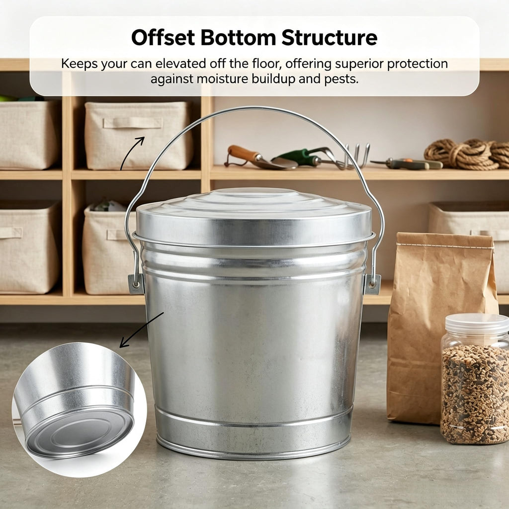 6 Gallon Galvanized Metal Trash Can with Locking Lid D5295