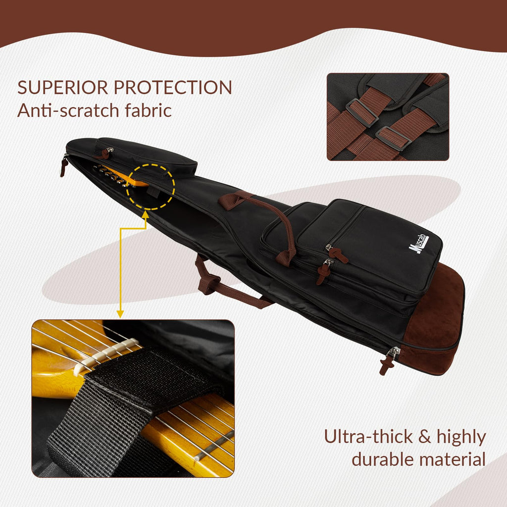 Black Electric Guitar Bag with Neck Strap and 4 Pockets A85751