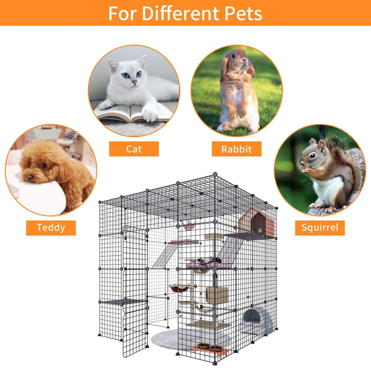 Large Indoor Cat Playpen Metal Wire Cage 55L x 55W x 55H Inchs T474