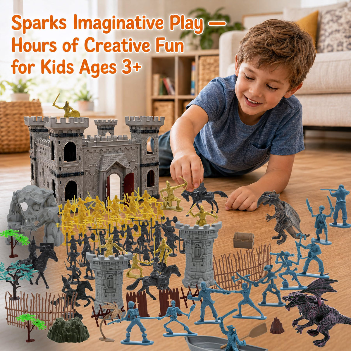 Medieval Castle Building Set with Knights and Dragon P96388