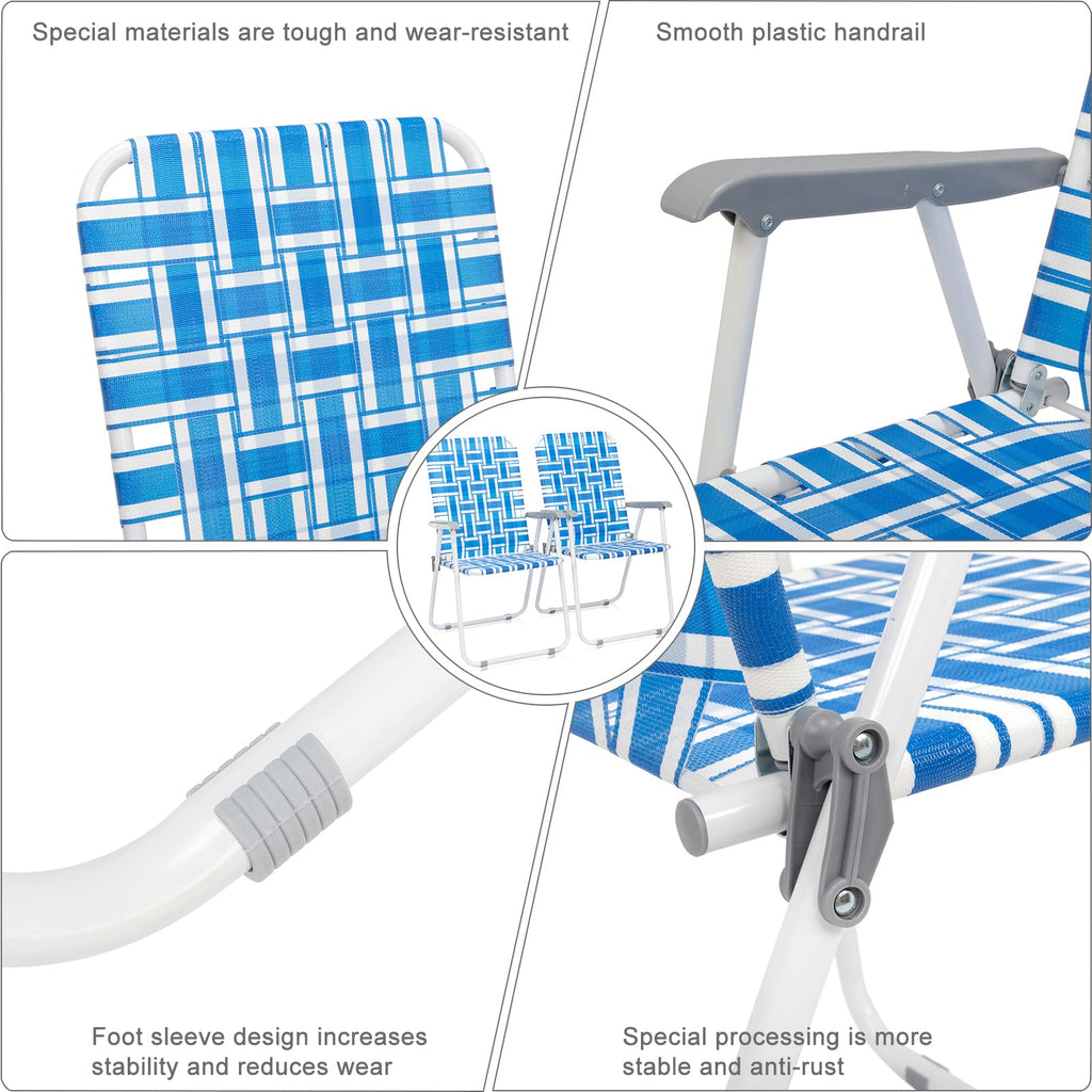 Set of 2 Blue Webbed Folding Camping Chairs K178