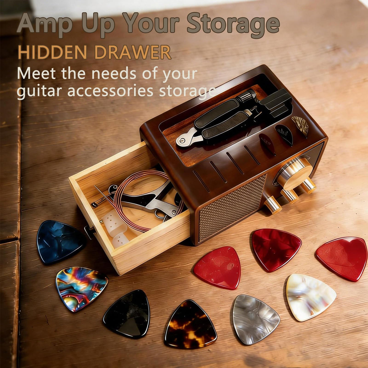 Wooden Guitar Pick Holder Z772589