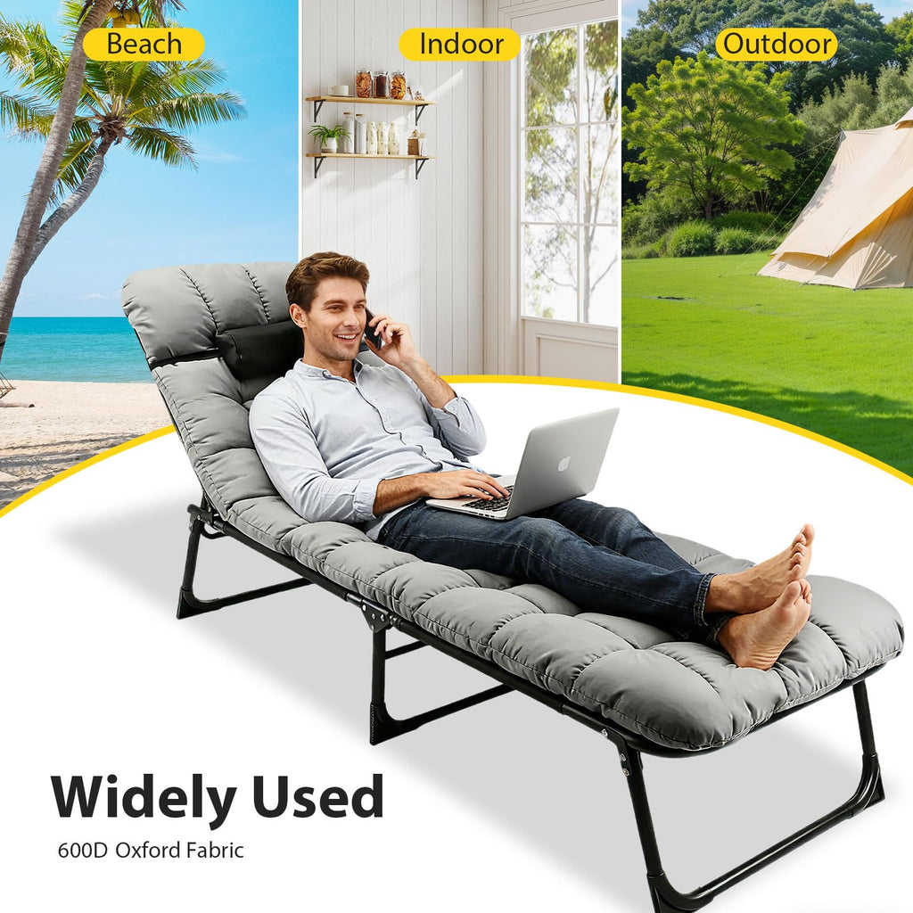Heavy-Duty Portable Padded Camping Cot Bed with Mattress and Pillow E29625