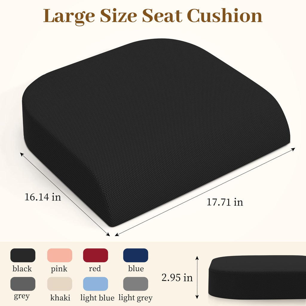 Memory Foam Seat Cushion 3-Inch Black A490756