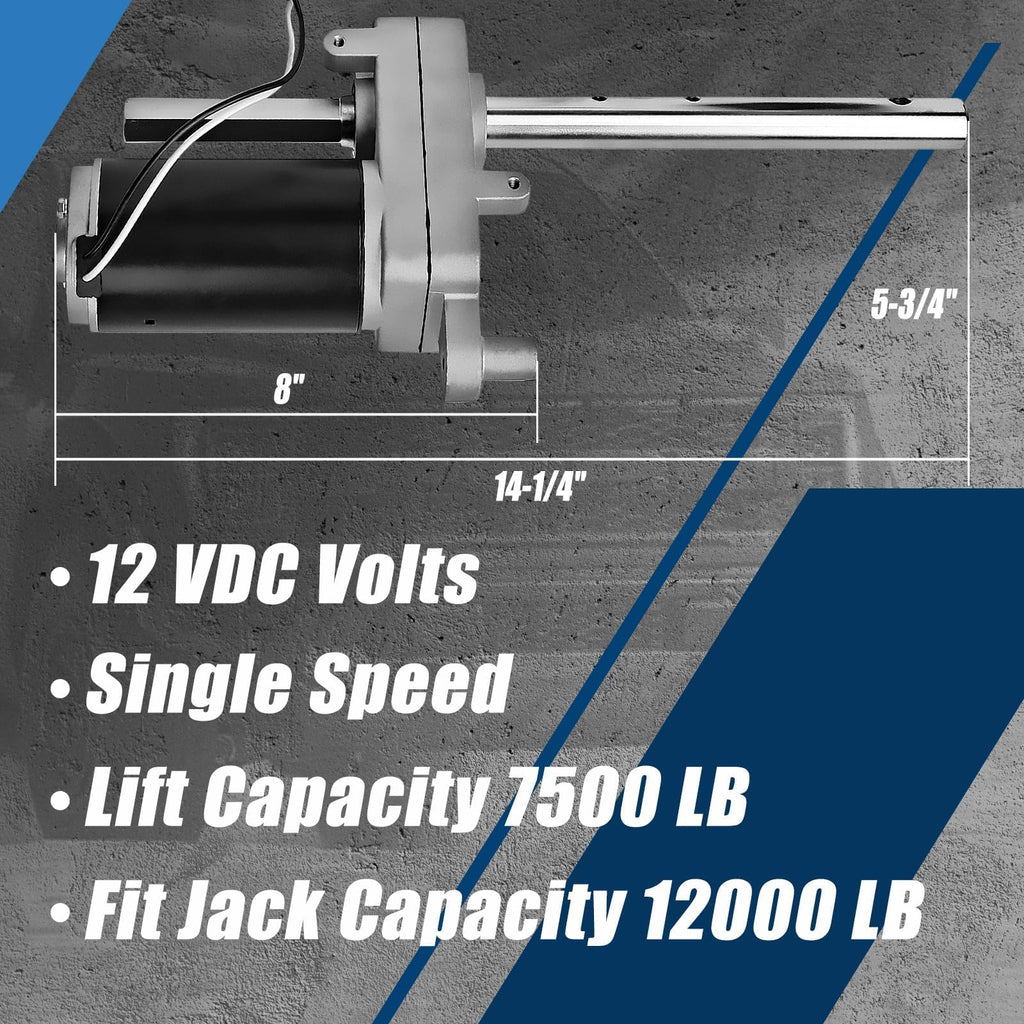 Electric Powered Trailer Jack Kit 12,000 lbs 12V Single Speed Tongue Jack with Control Switch R176