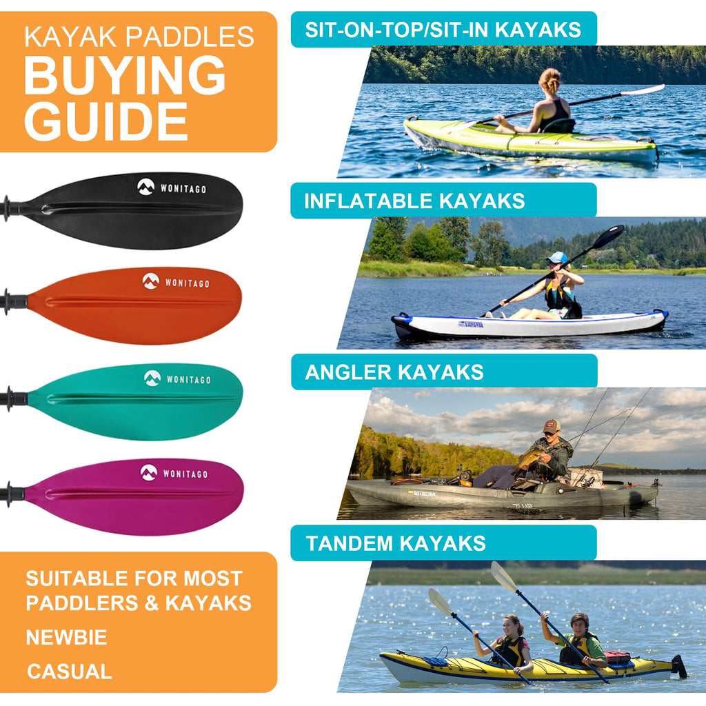 Adjustable Fiberglass Shaft PP Blade Kayak Paddle O1612