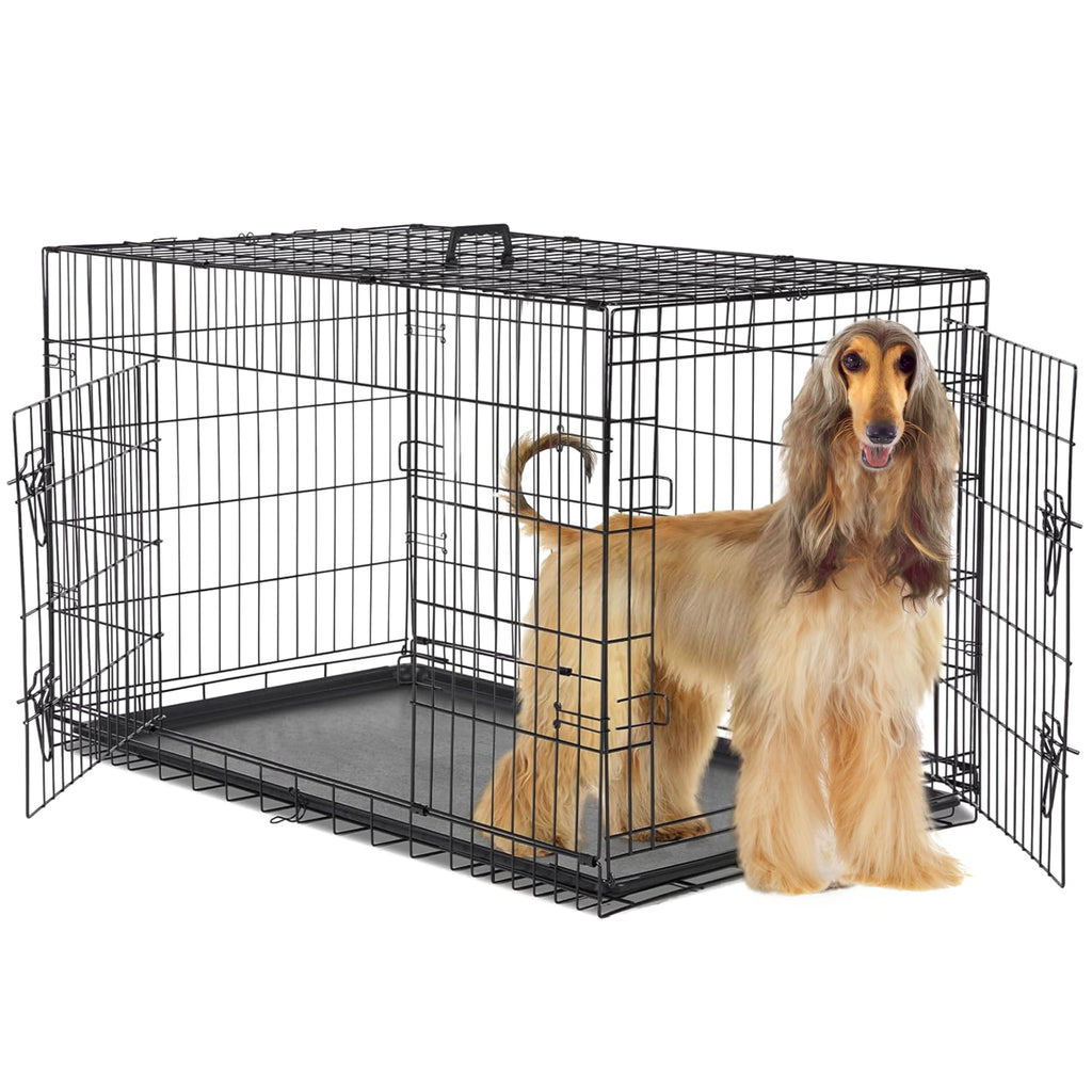 48-Inch Double Door Folding Metal Wire Dog Crate with Divider Z299
