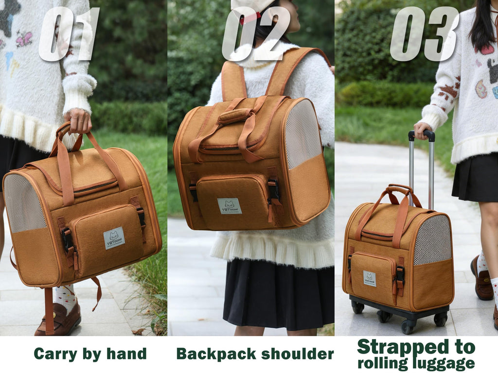 Brown Expandable Cat Backpack I4685