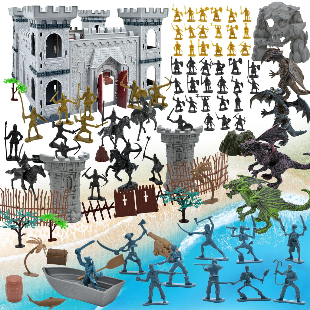 Medieval Castle Building Set with Knights and Dragon P96388