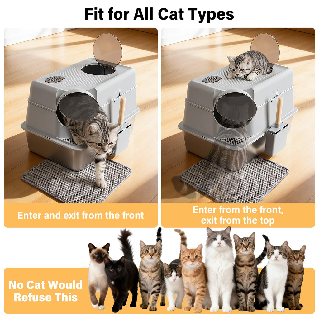 XL Stainless Steel Enclosed Cat Litter Box with Lid L435882