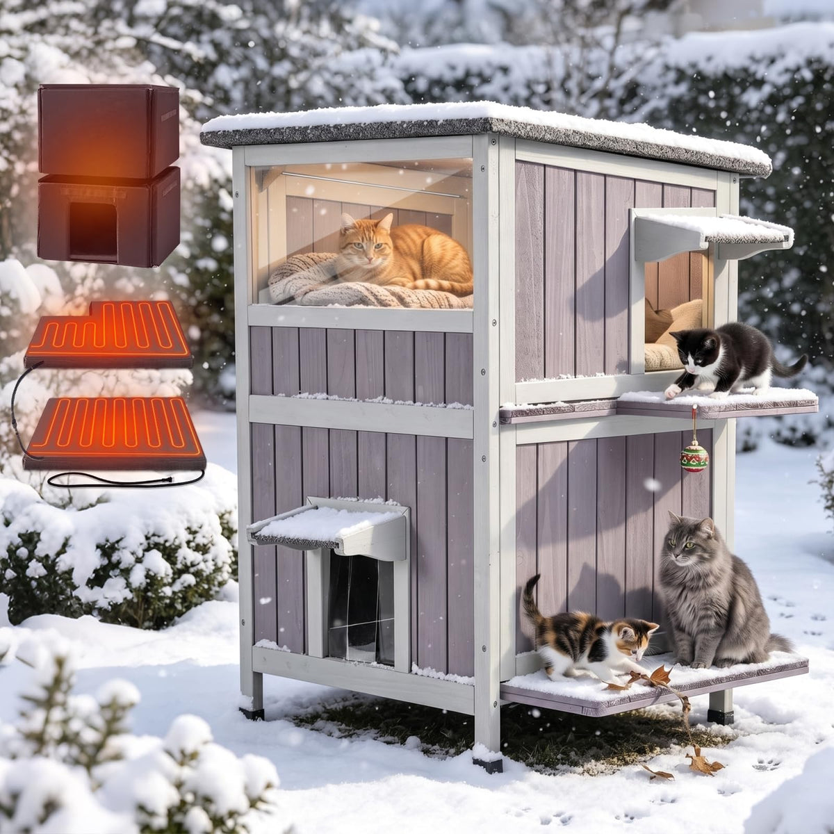 2-Story Heated Waterproof Cat House G42168