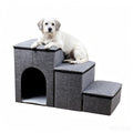 Foldable 3-Step Pet Stairs with Storage & Cat House X9459