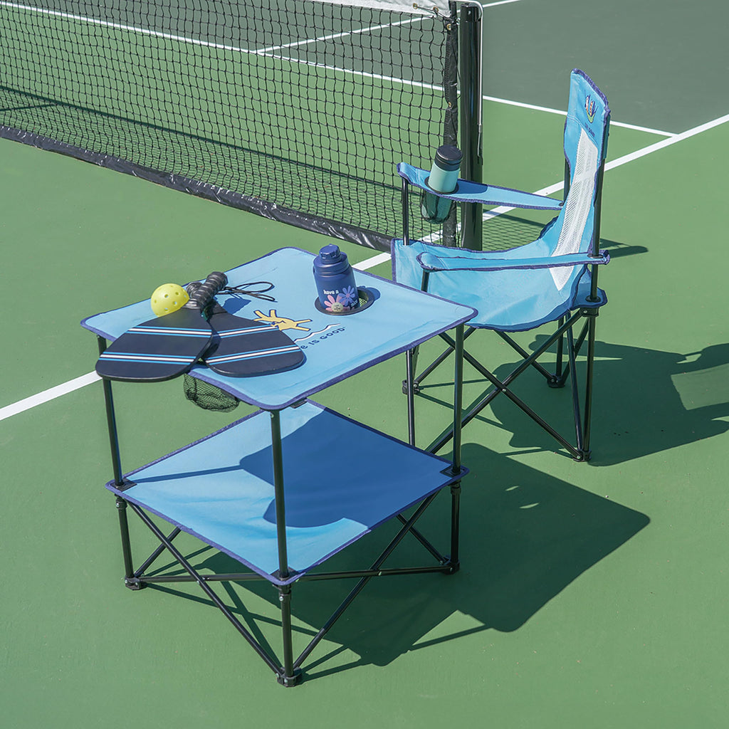 22” Square Compact Outdoor Folding Table with Cup Holders and Carry Bag H24466