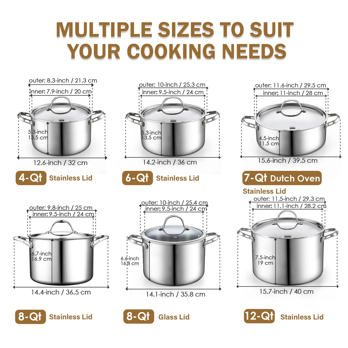 Stainless Steel 4-Quart Stockpots with Lid H96492
