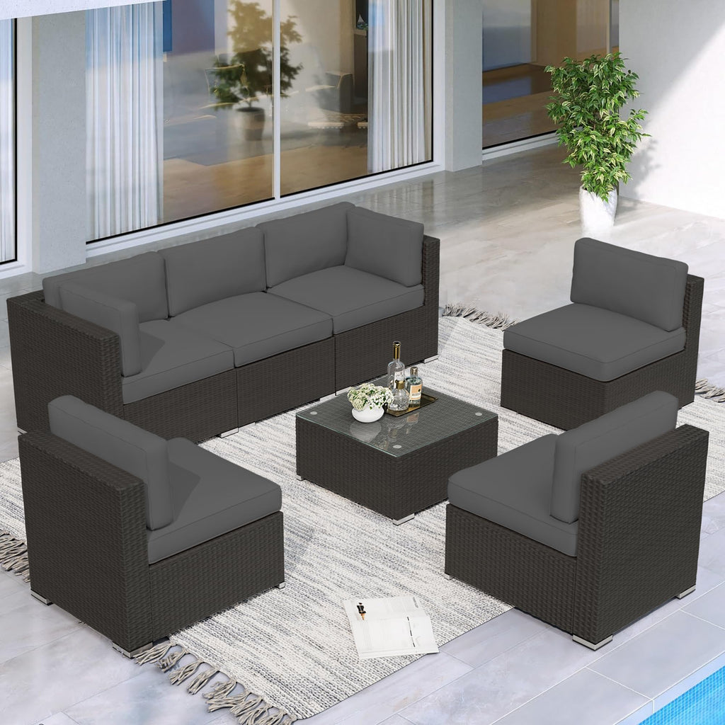 Grey 7-Piece Outdoor Patio Furniture Set W640766