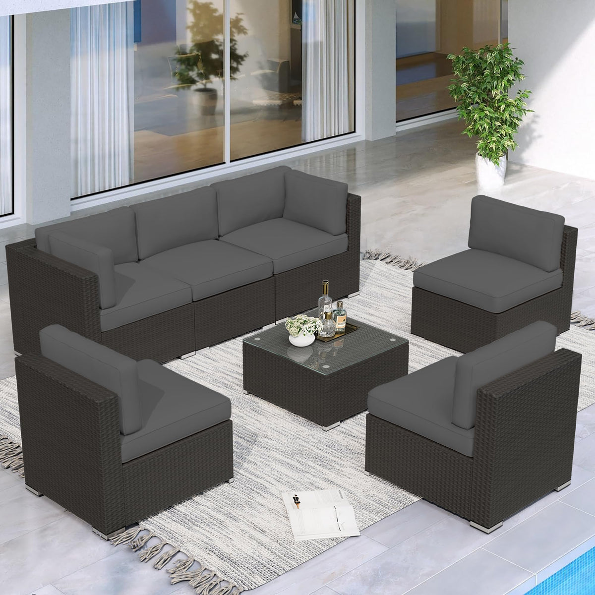 Grey 7-Piece Outdoor Patio Furniture Set W640766
