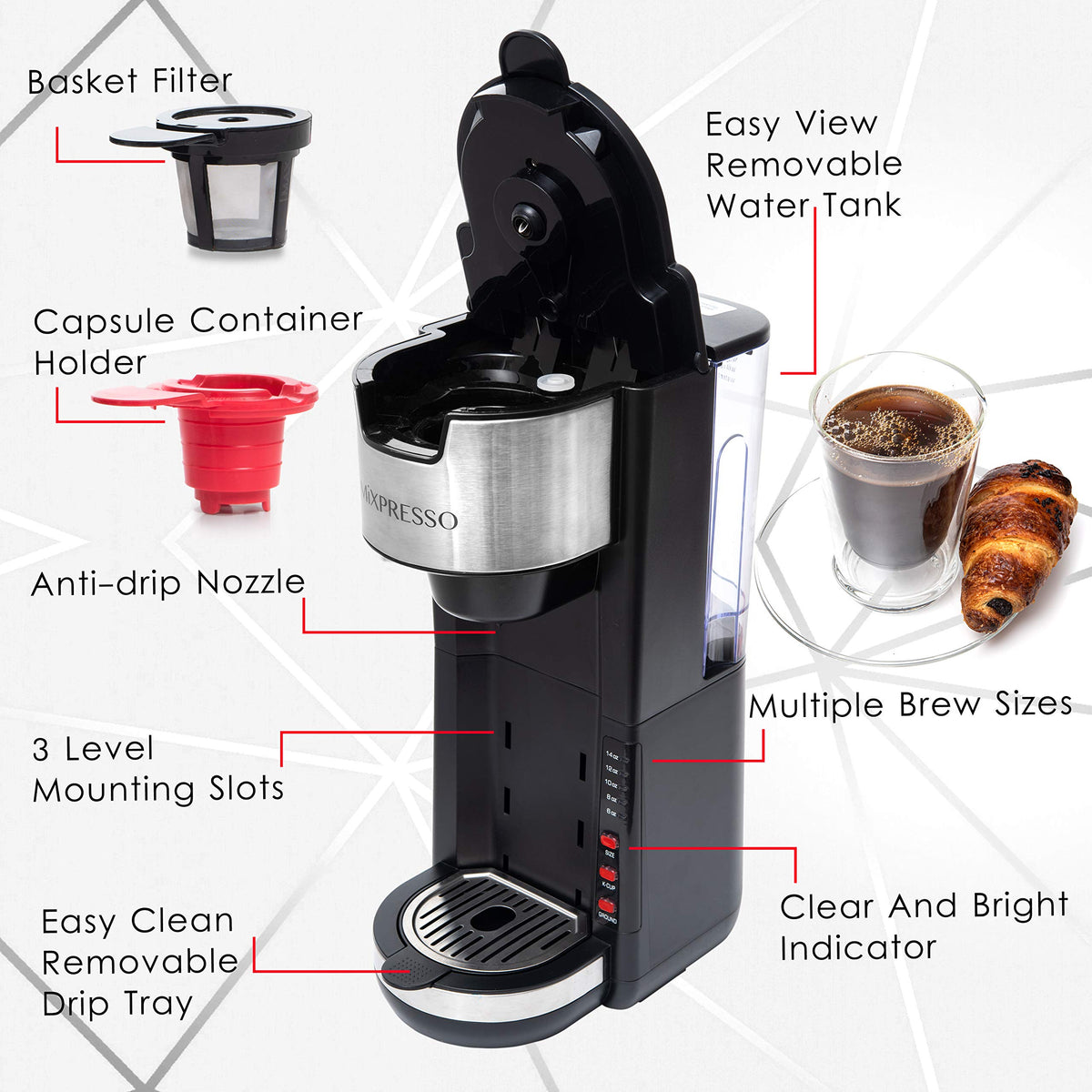 Black Single Serve Coffee Maker 30 oz E165288