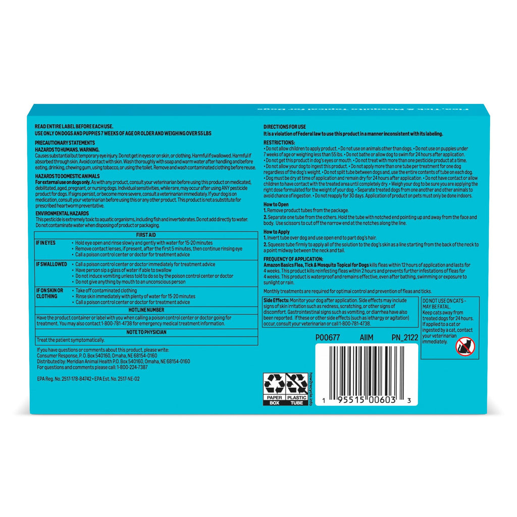 Flea, Tick & Mosquito Topical Treatment for X-Large Dogs, 6 Count W2153