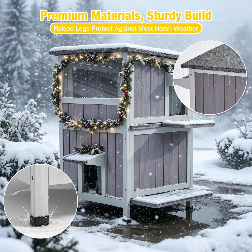 2-Story Heated Waterproof Cat House G42168