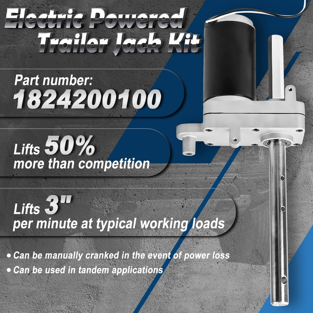 Electric Powered Trailer Jack Kit 12,000 lbs 12V Single Speed Tongue Jack with Control Switch R176