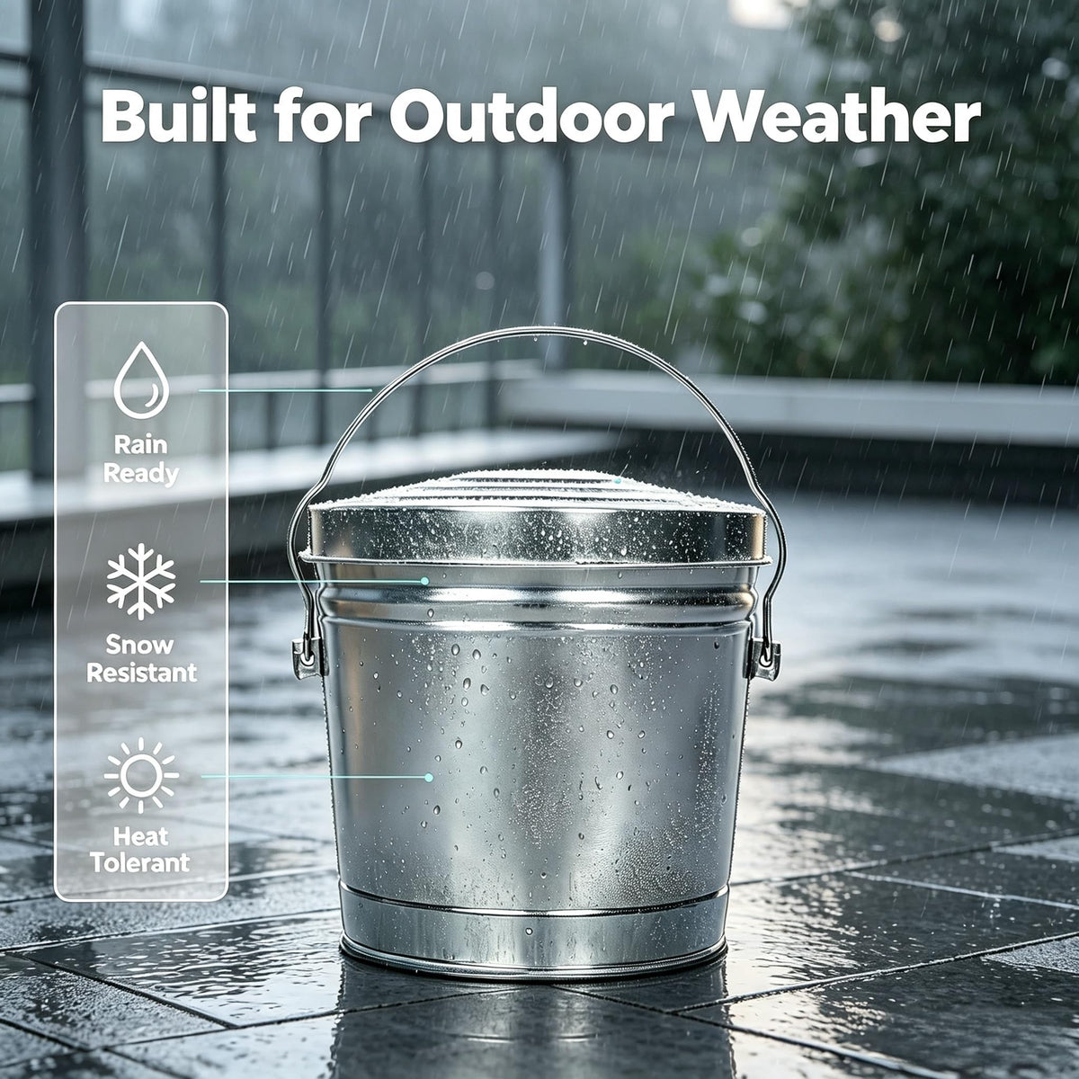 6 Gallon Galvanized Metal Trash Can with Locking Lid D5295