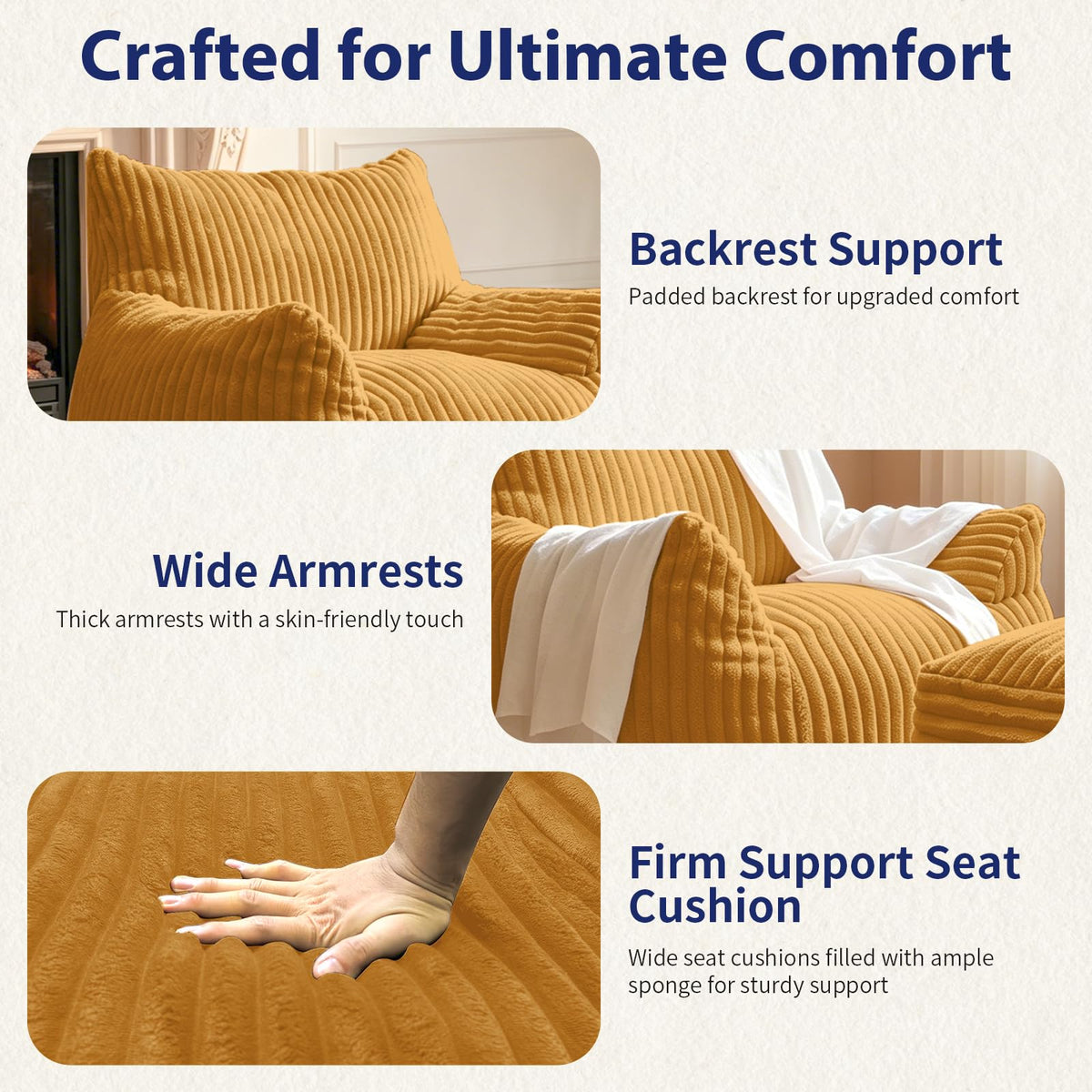 Large Yellow Bean Bag Chair with Footrest Q608962