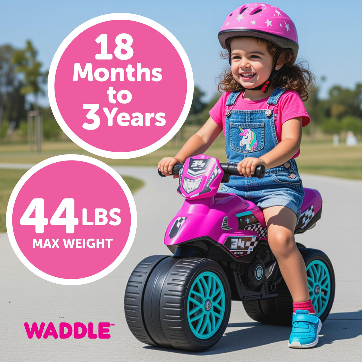 Kids Balance Bike with Sounds, Rubber Coated Wheels, Pink U1592