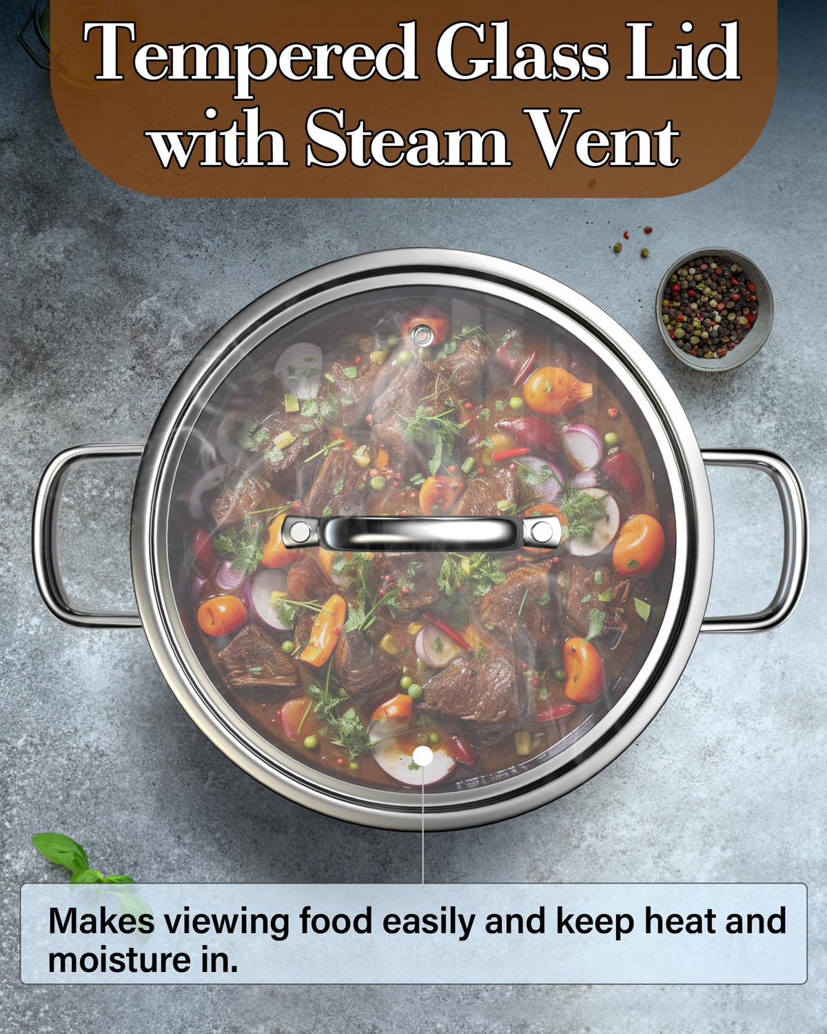 4 Quart Tri-Ply Clad Stainless Steel Stock Pot with Lid G694
