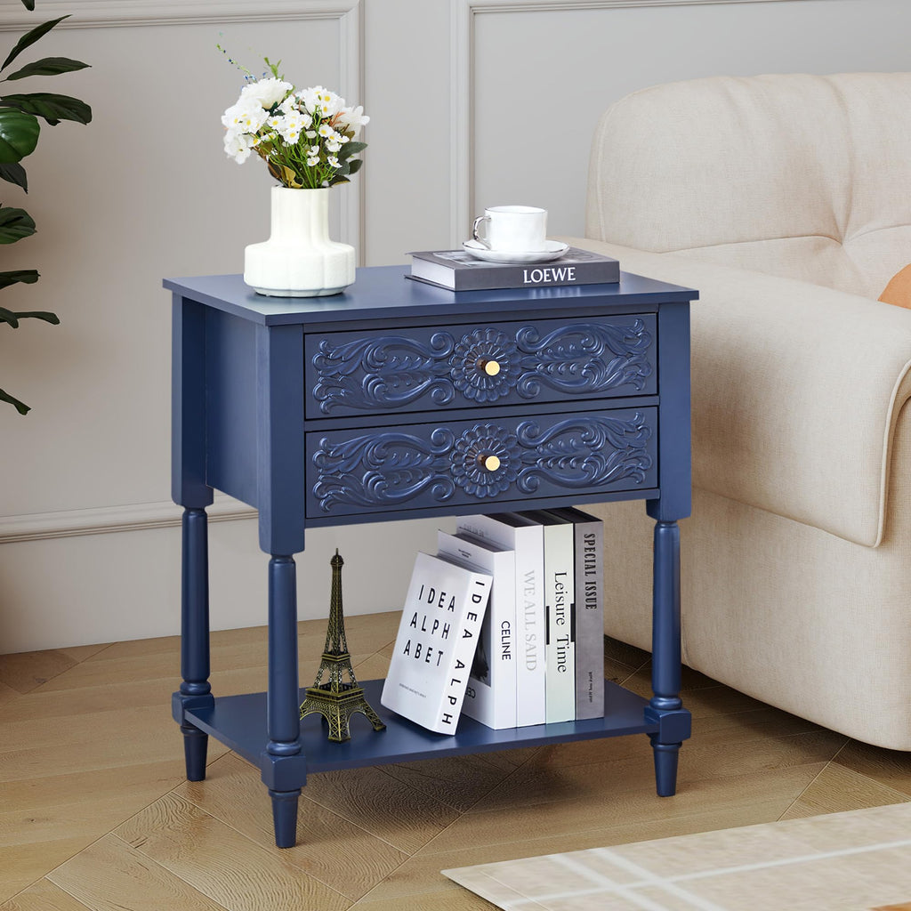 Farmhouse Bedside Table with 2 Drawers P229