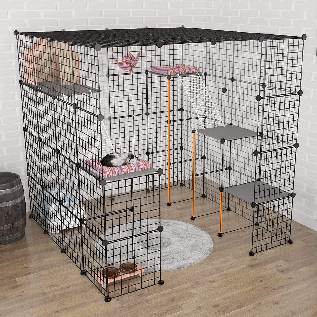 Large Indoor Cat Playpen Metal Wire Cage 55L x 55W x 55H Inchs T474