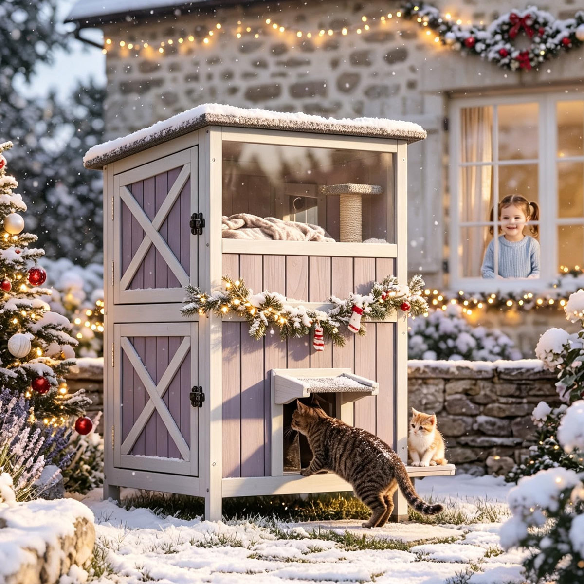 2-Story Heated Waterproof Cat House G42168