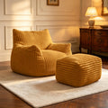 Large Yellow Bean Bag Chair with Footrest Q608962