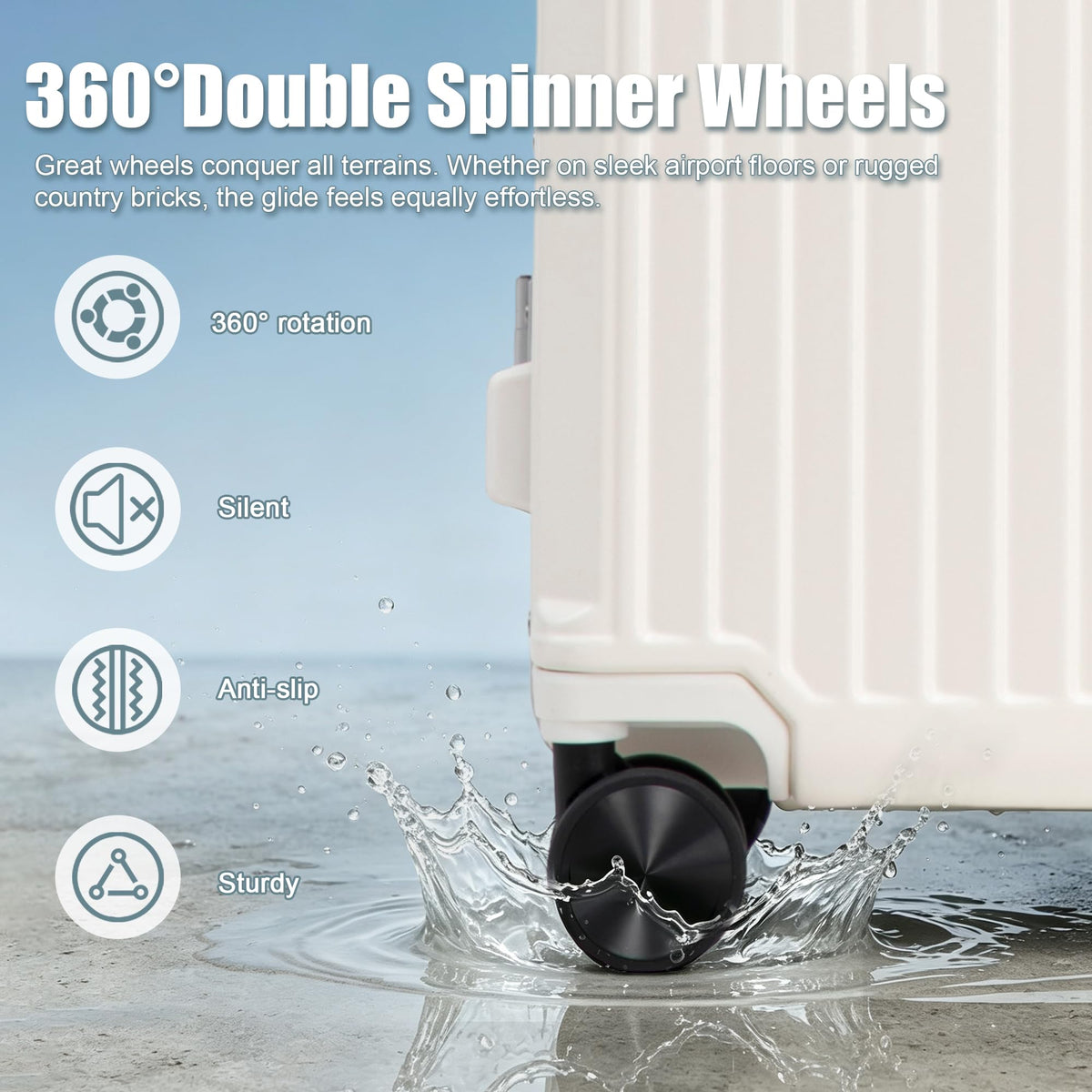 20 Inch White ABS Hardside Spinner Luggage with USB Port H266313