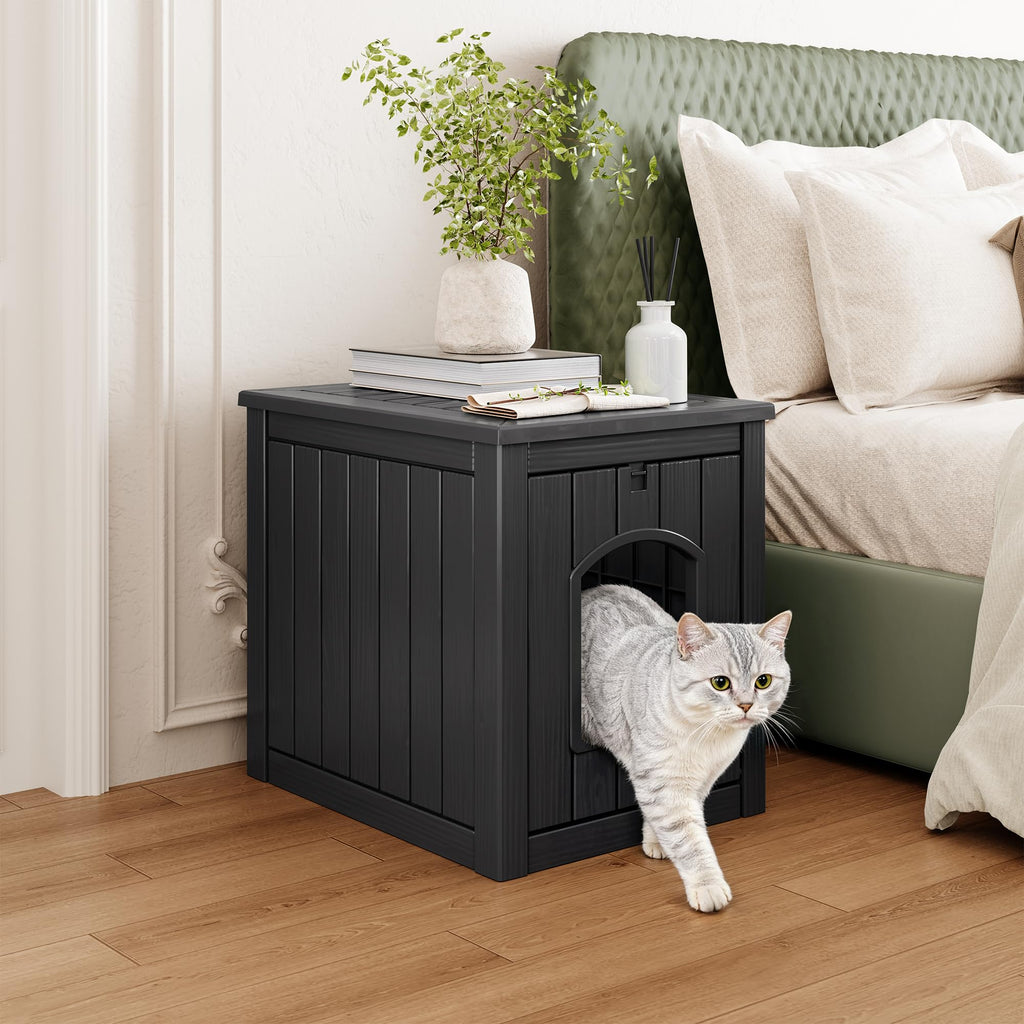 Weatherproof Resin Cat House with Hidden Litter Box T159