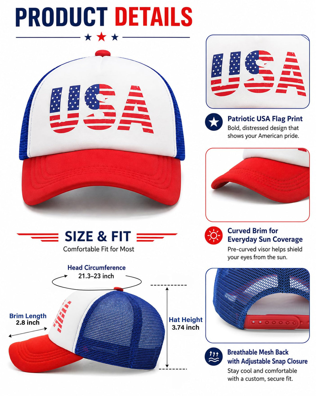 American Flag Trucker Hat Z9251