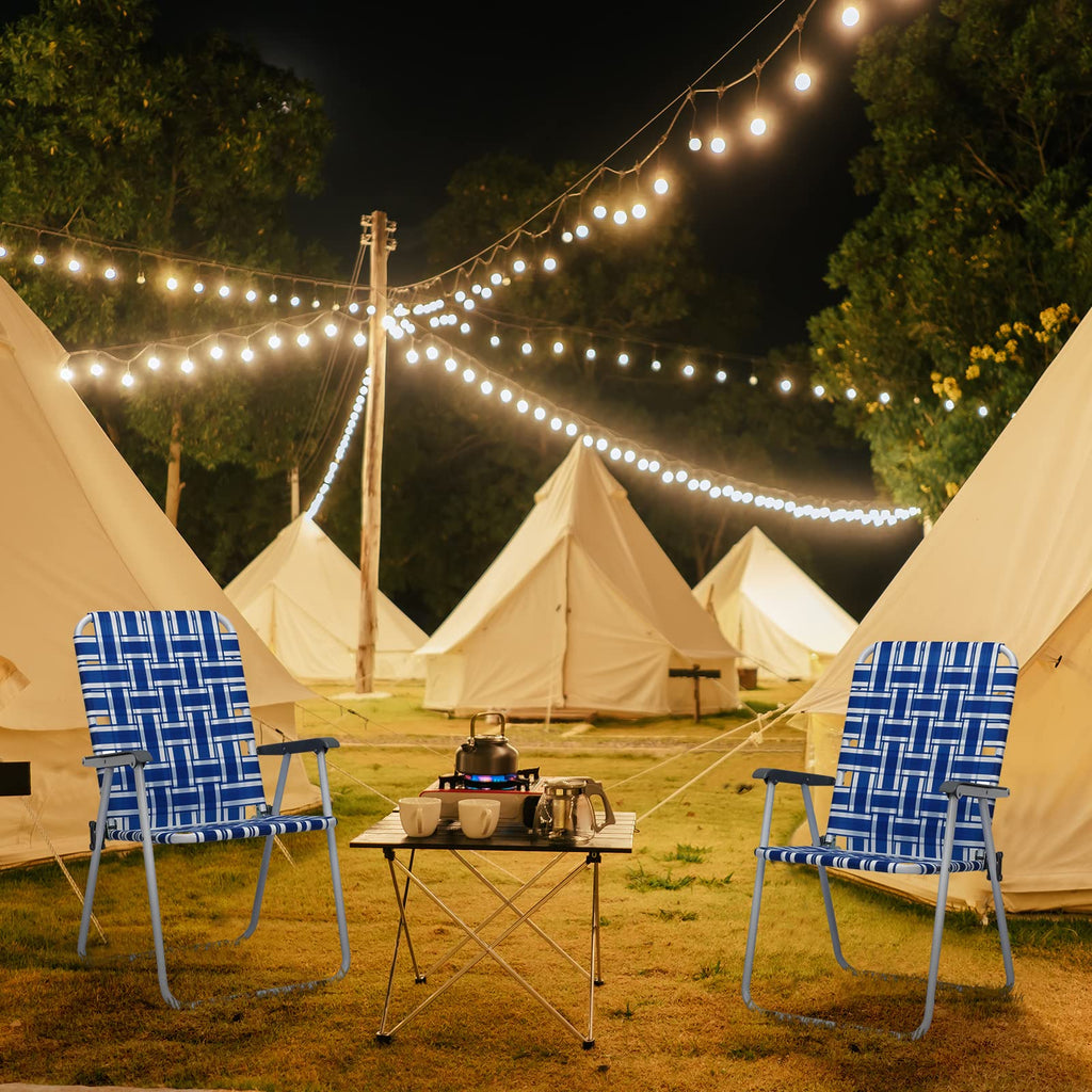Set of 2 Blue Webbed Folding Camping Chairs K178