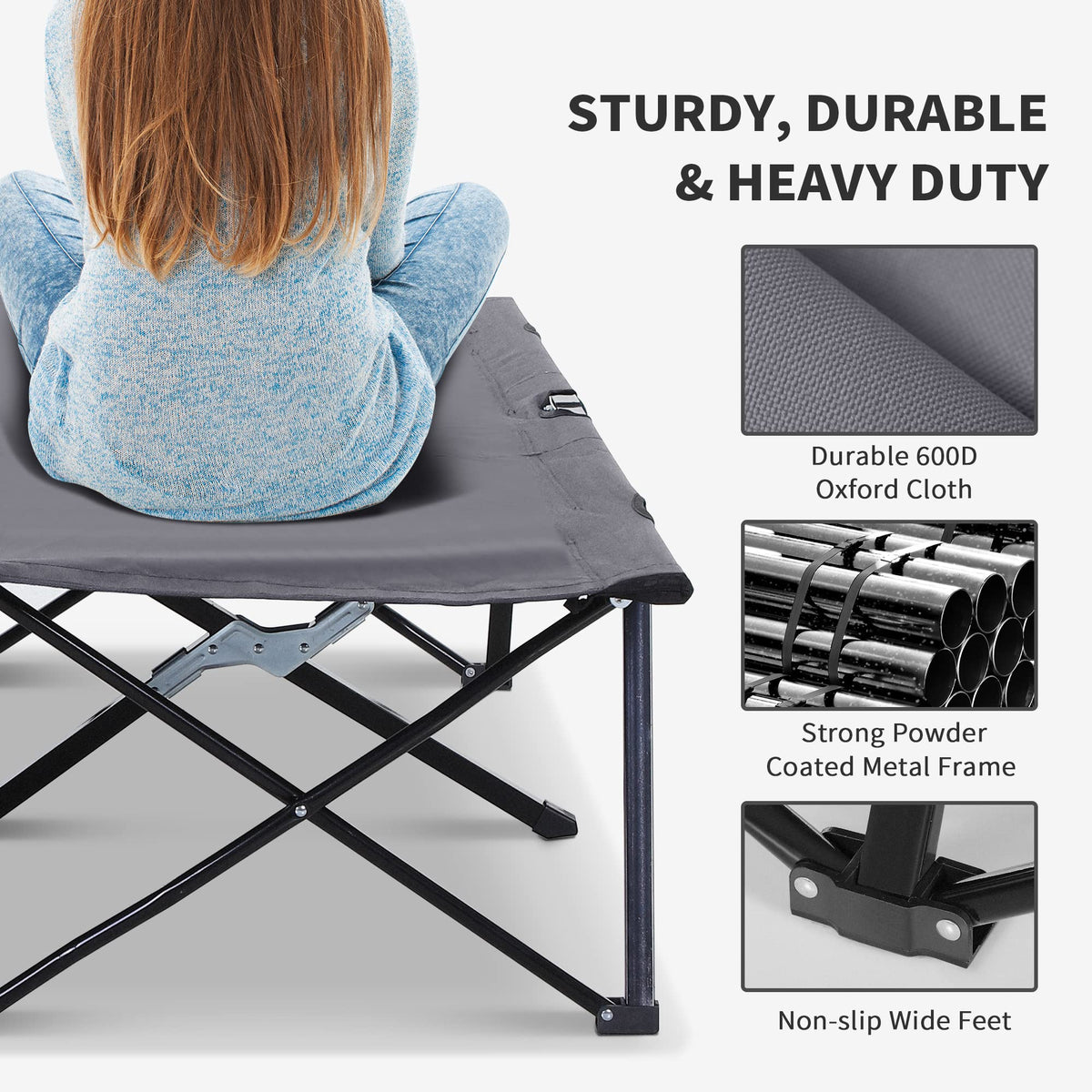 2 Person Folding Camping Cot with Carry Bag N981354