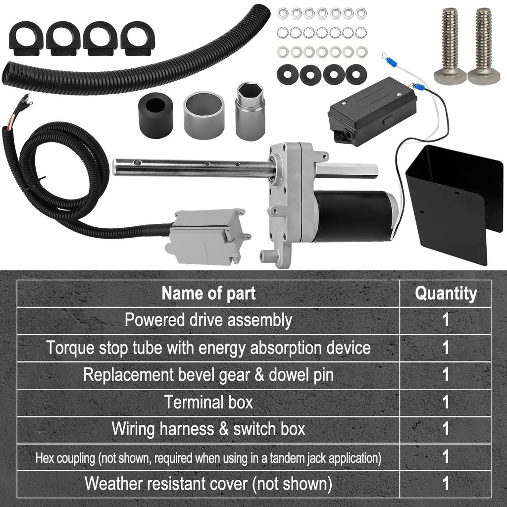 Electric Powered Trailer Jack Kit 12,000 lbs 12V Single Speed Tongue Jack with Control Switch R176