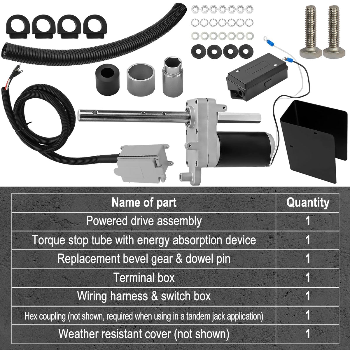 Electric Powered Trailer Jack Kit 12,000 lbs 12V Single Speed Tongue Jack with Control Switch R176