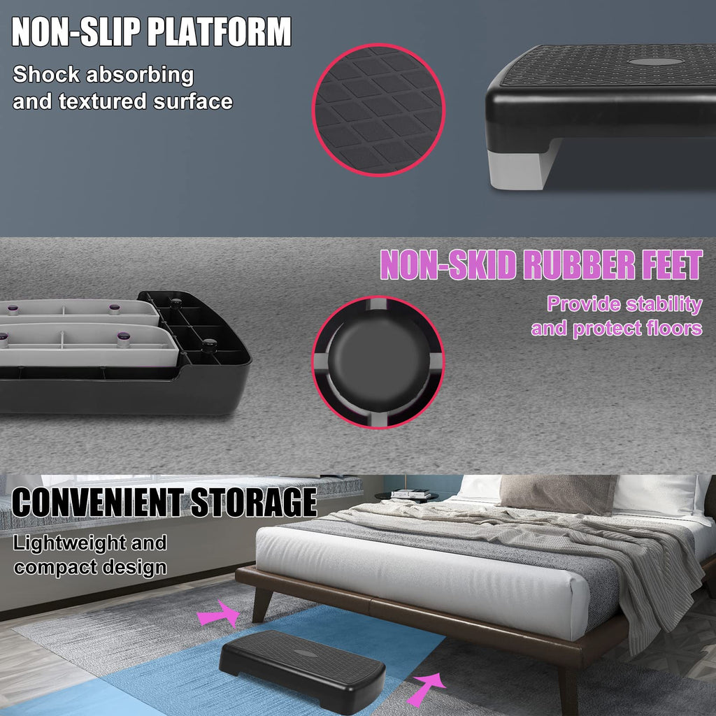 Adjustable 4"-6" Step Aerobics Platform with 2 Riser Z277107