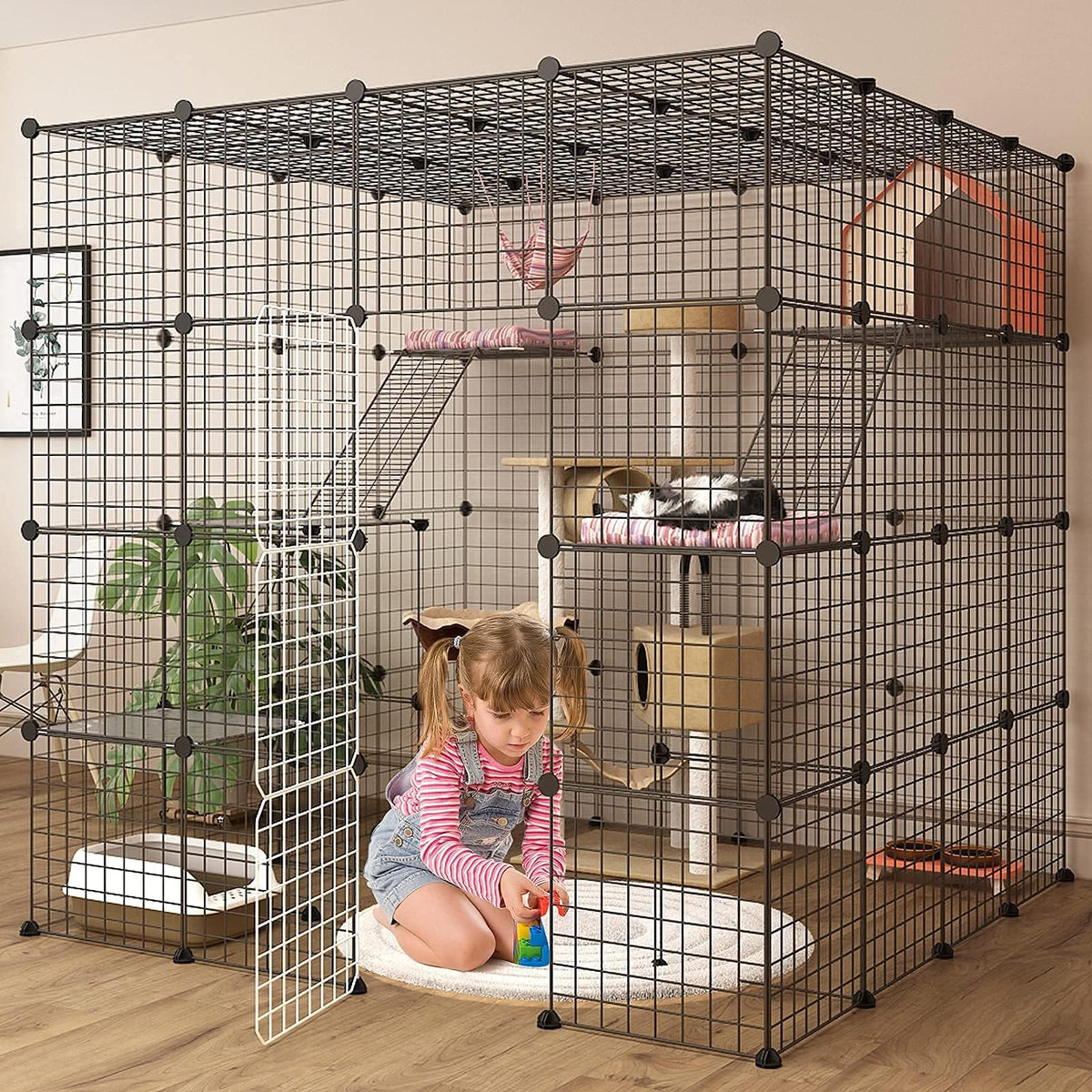 Large Indoor Cat Playpen Metal Wire Cage 55L x 55W x 55H Inchs T474