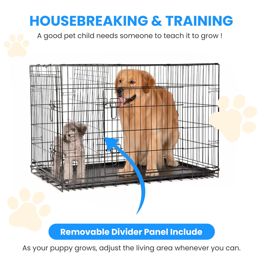 48-Inch Double Door Folding Metal Wire Dog Crate with Divider Z299