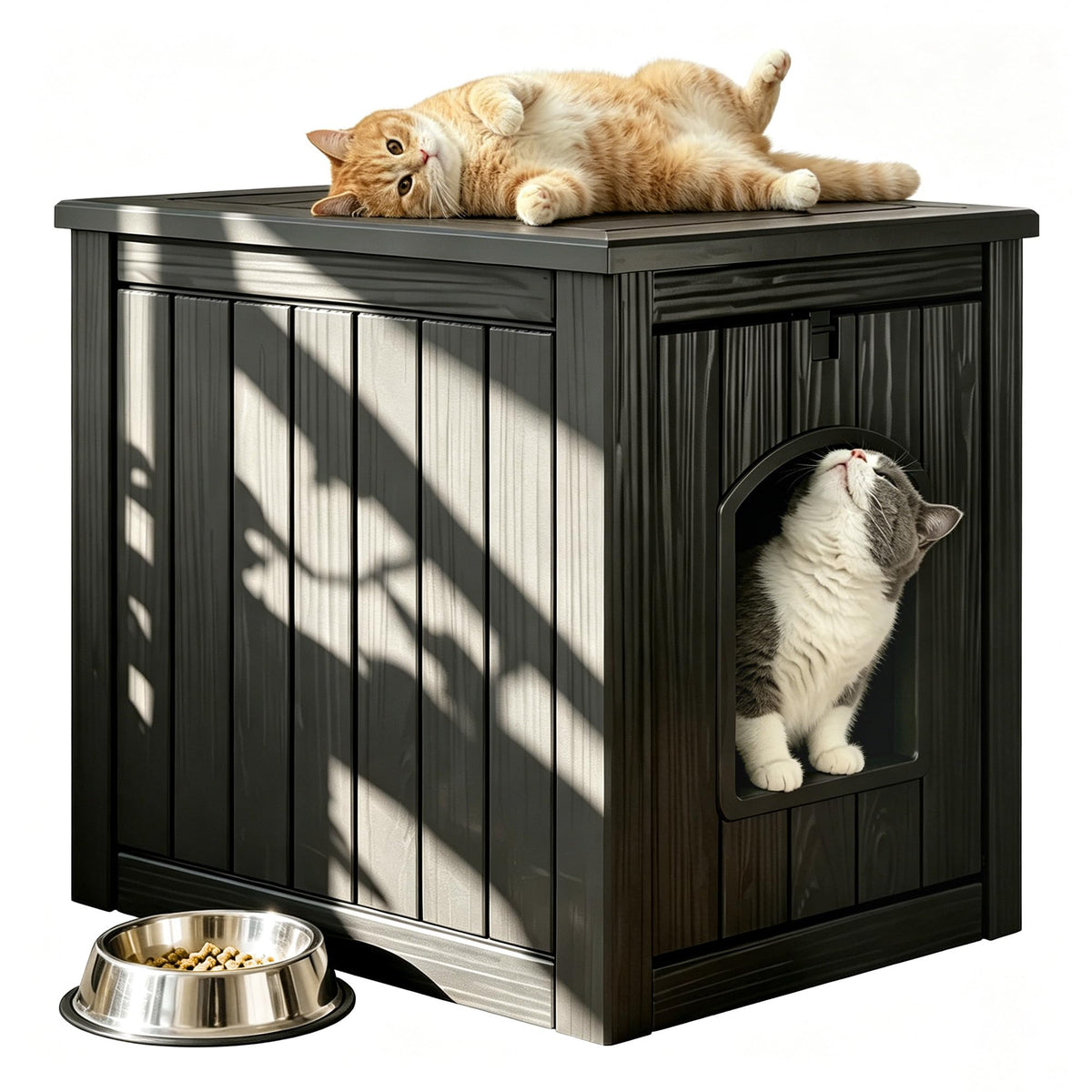 Weatherproof Resin Cat House with Hidden Litter Box T159