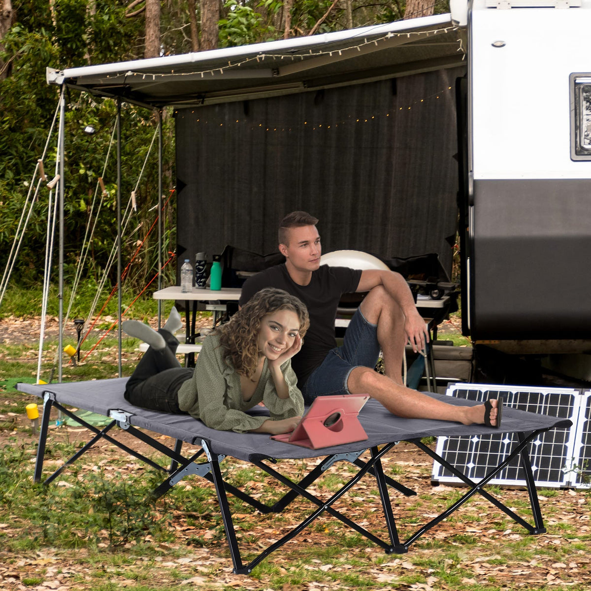 2 Person Folding Camping Cot with Carry Bag N981354