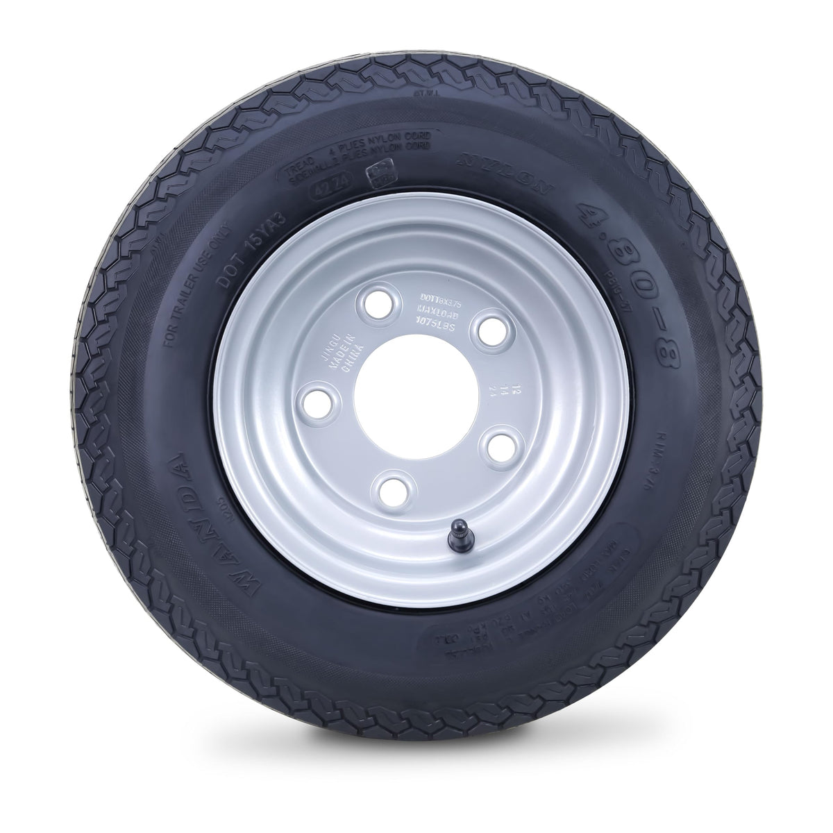 Trailer Tire Wheel 4.80-8 6-Ply 5 Lugs 4.5 Silver Rim Pk2 X599207