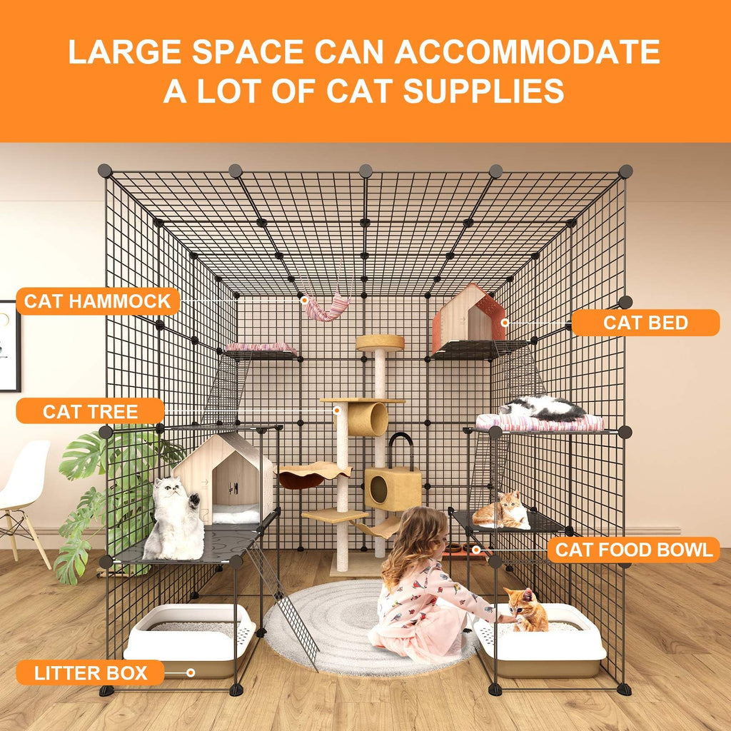 Large Indoor Cat Playpen Metal Wire Cage 55L x 55W x 55H Inchs T474