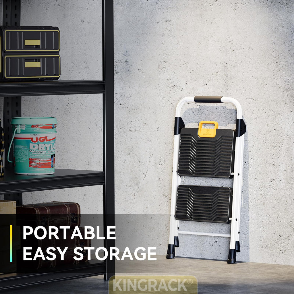 2 Step Folding Ladder 800lbs Capacity White S168423