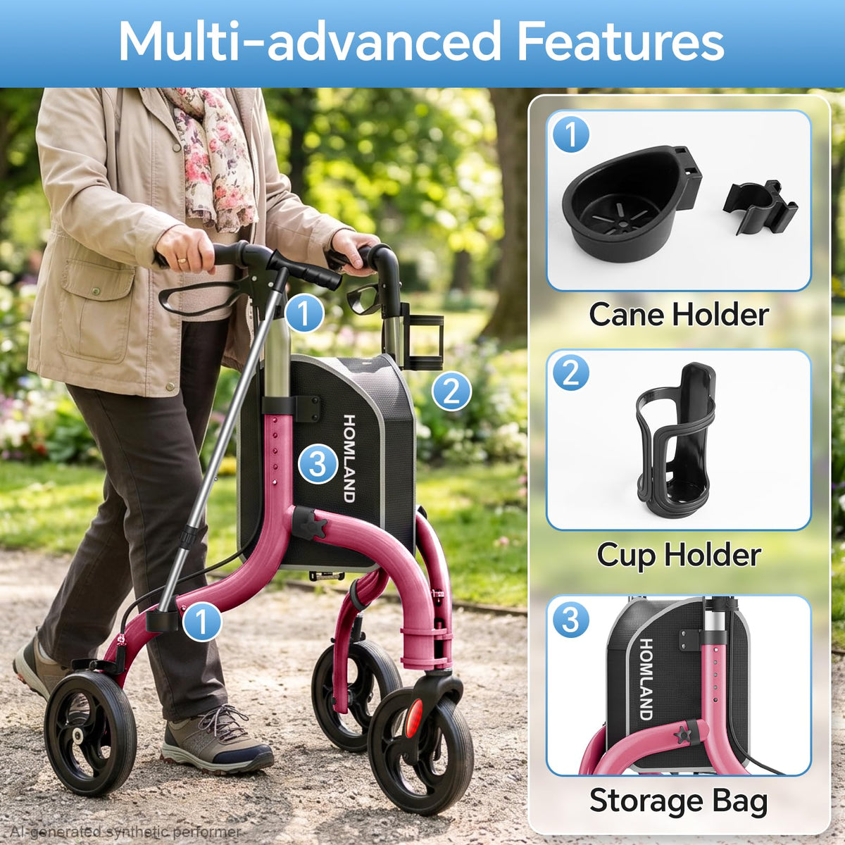 Foldable 3 Wheel Walkers L416573